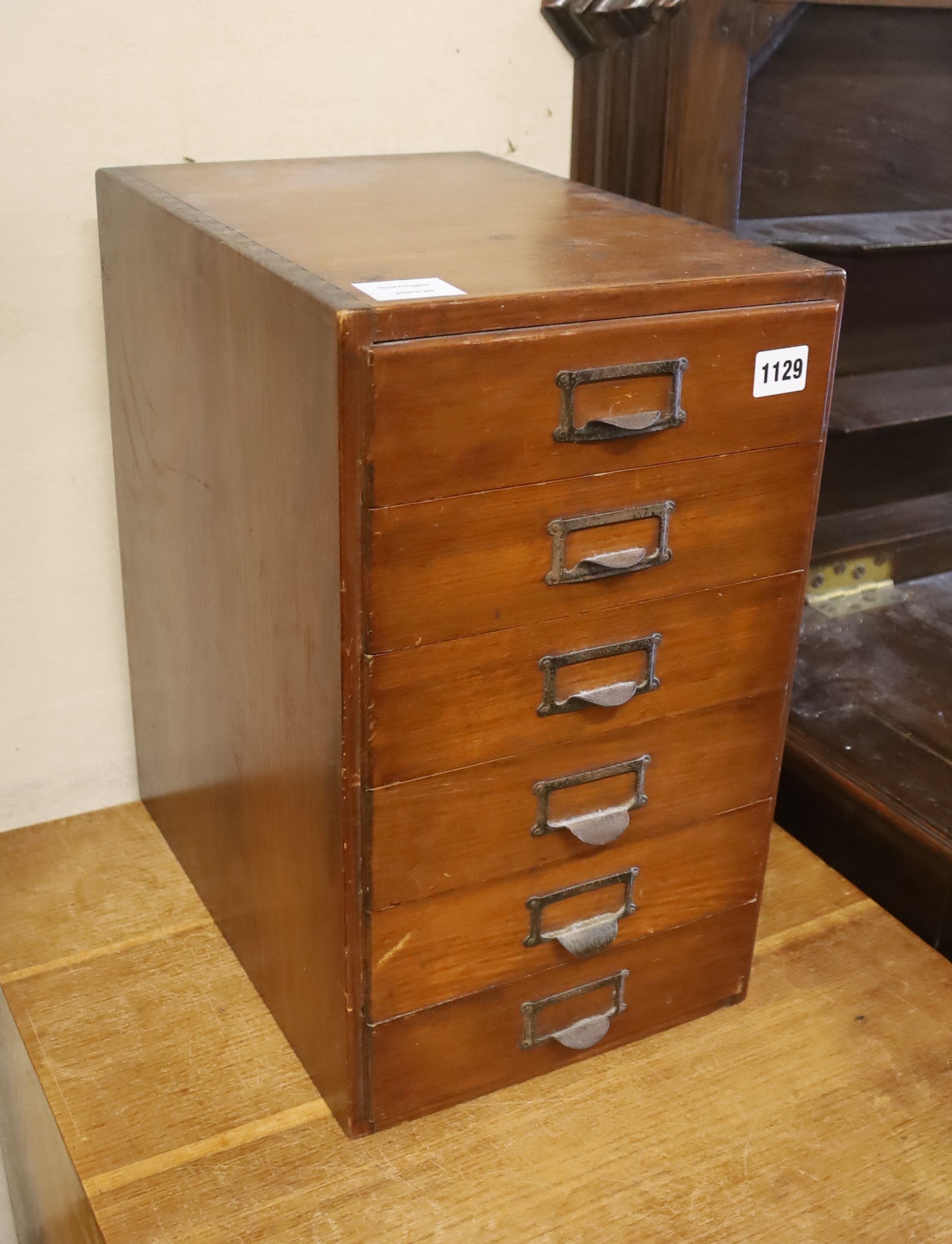 An early 20th century desk top filing cabinet, width 26cm, depth 38cm, height 45cm